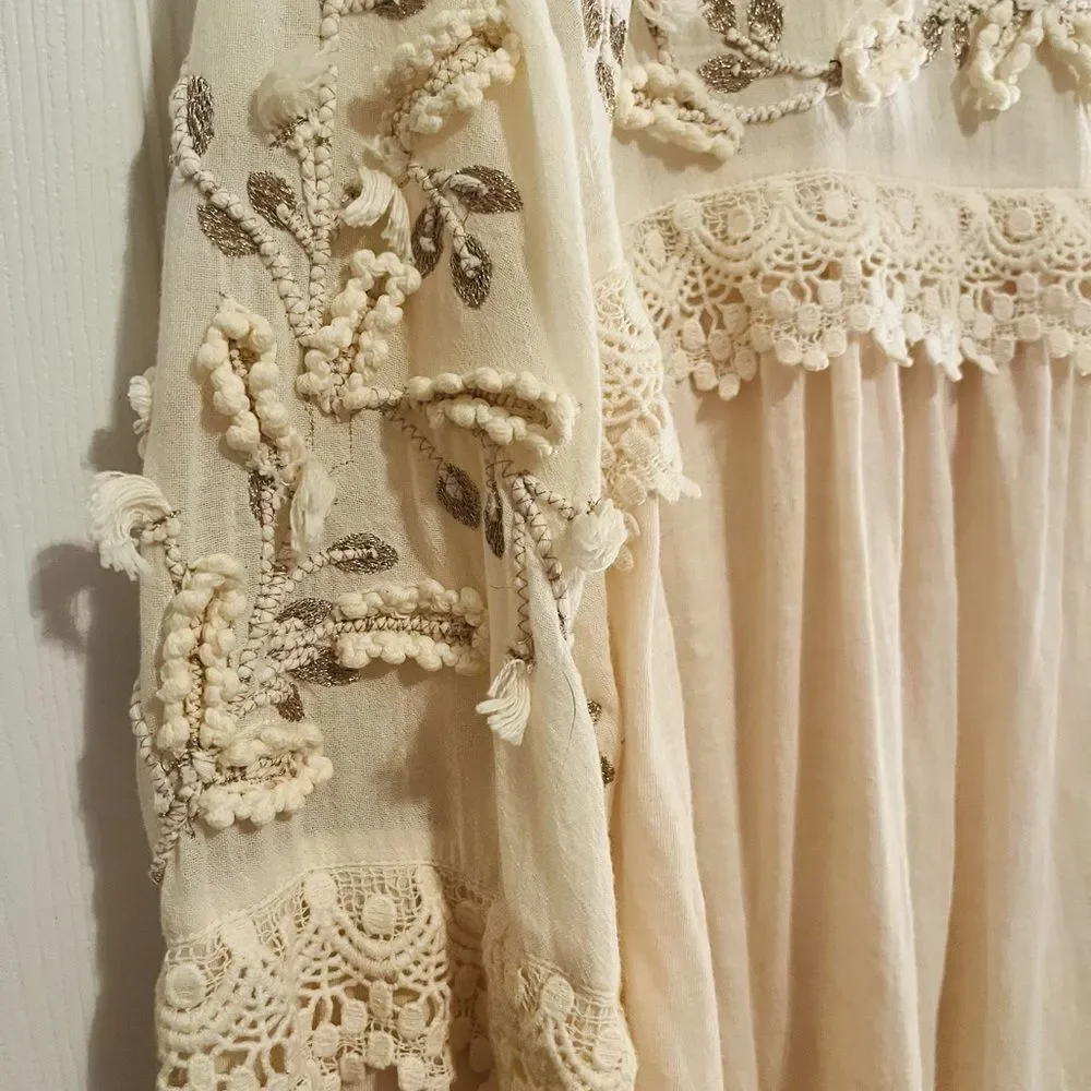 Anthropologie Embellished Sleeve Blouse NWOT